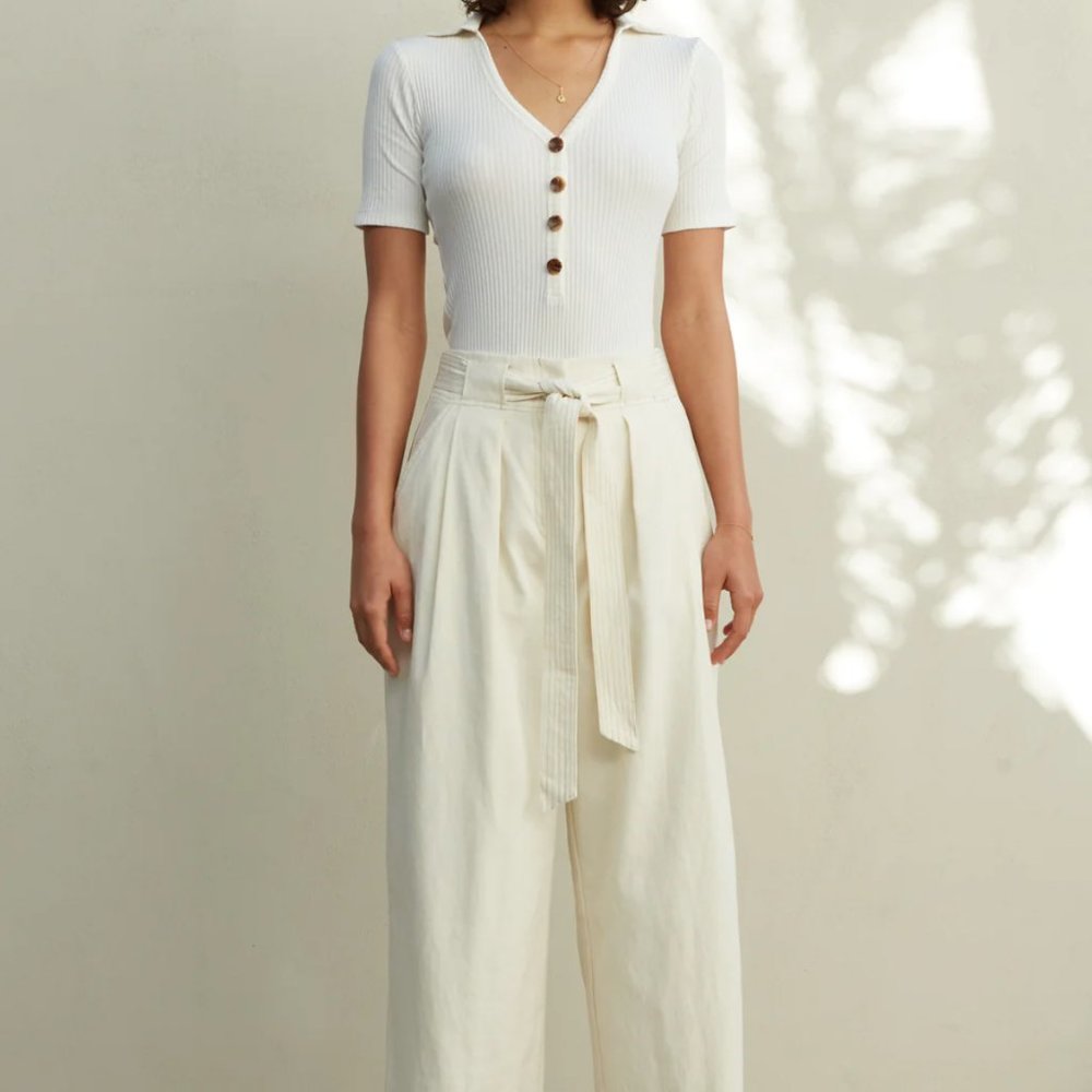(Ships Free, NWT!) Marla Cream Wide Leg Pant with Organic Cotton by Sancia - Picture 2 of 5